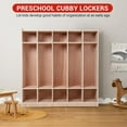 thumbnail image 3 of Historyli Classroom Coat Locker, 5-Section, 10 Cubbies, with 4 Casters, 5 Hooks and 2 Storage Boxes, Kindergarten, 3 of 6