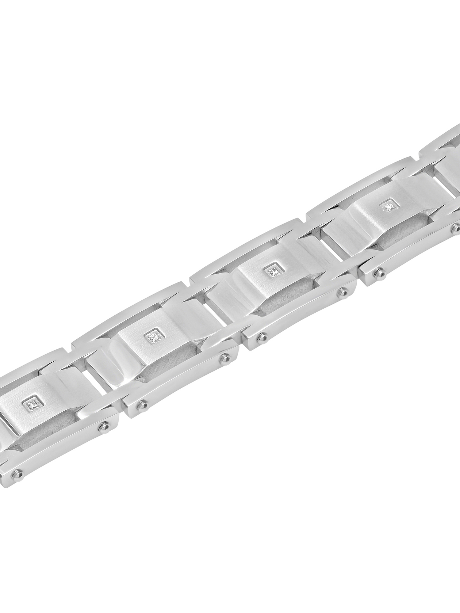 Men's Stainless Steel Diamond Accent Link Bracelet
