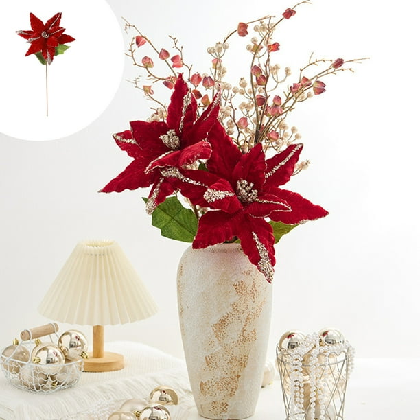 mfyjkho Flor Artificial Grande De Navidad Con Hojas Y Hojas Para Decoración Navideña, 19,69 X 12,99 Pulgadas, 1 Pieza