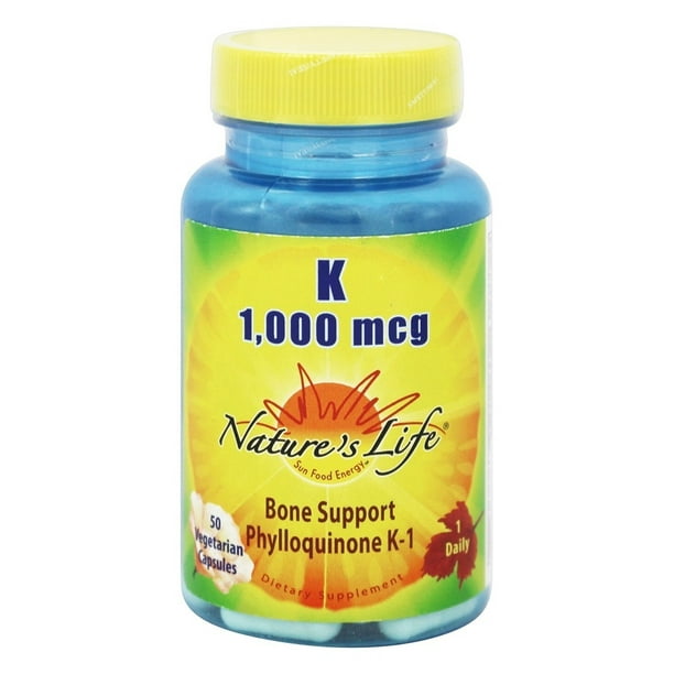 Nature's Life Vitamin K 1000mcg Phylloquinone K1 Supplement, Healthy