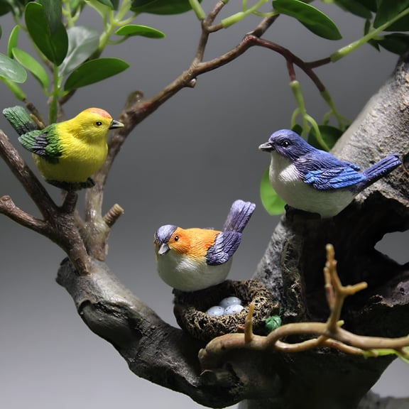ACDANC Mini Birds 4 Pack Mini Bird Figurines Home Decor Miniature Birds for Crafts Small Plastic Animals Fairy Garden Accessories Little Animals Figures Tiny Resin Statues Decorative Colorful