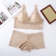thumbnail image 2 of JSGEK Women Floral Lace Bra and Panty Set Plunge Neckline Adjustable Straps Intimate Lingerie for Bedroom Wear Beige M, 2 of 6