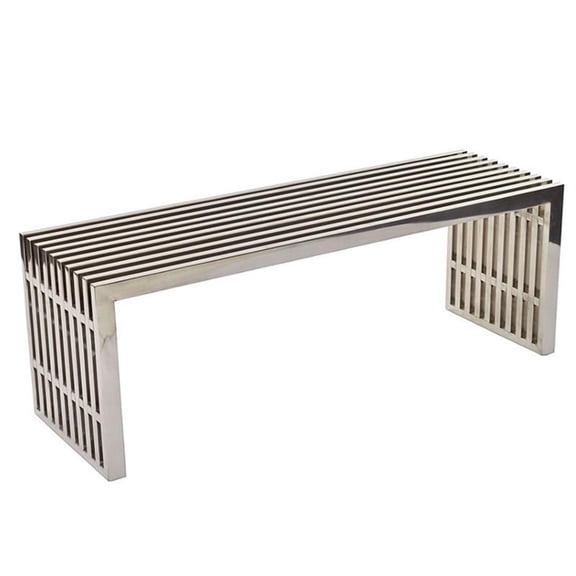 Hawthorne Collections 46.5" Metal Dining Bench in Silver