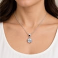 thumbnail image 6 of Women's Floral Halo Pendant Necklace, Silver-Tone Clear Round Stone Necklace, Sparkling Fashion Necklace for Women, 6 of 8