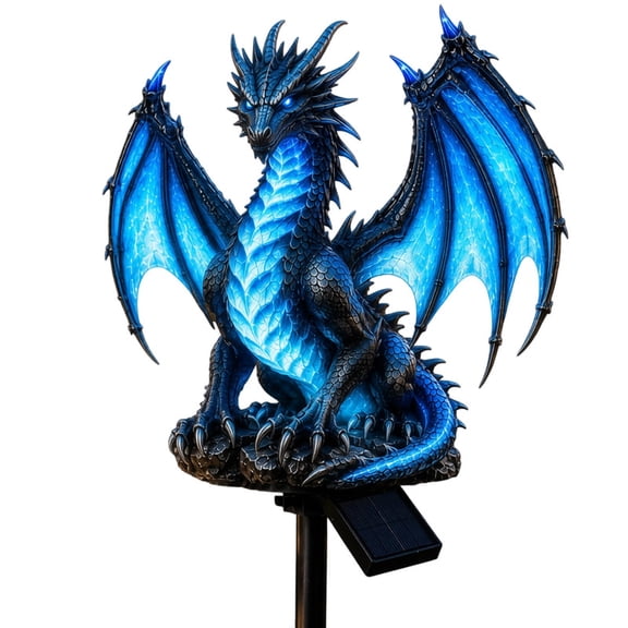 Solar Dragon Garden Stake Light Outdoor Yard Decor Resin Dragon Figure with LED Illumination for Patio Lawn Pathway