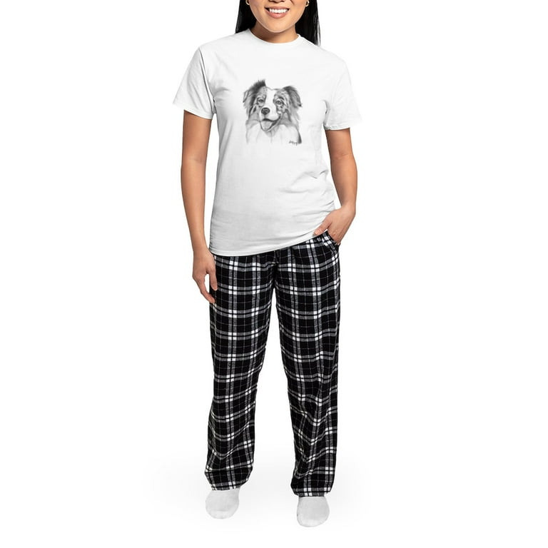 CafePress Australian Shepherd Women s Light Pajamas Women s Short Sleeve Print T Shirt and Pants Light Cotton Pajama Set