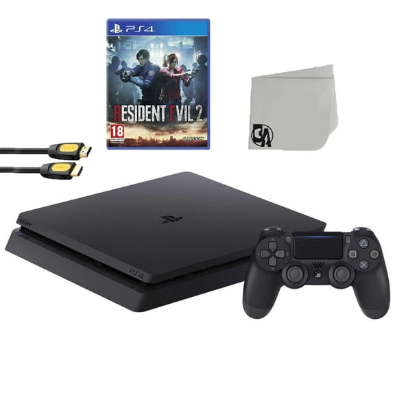 Pre-Owned Sony 2215A PlayStation 4 Slim 500GB Gaming Console Black withResident Evil 2 Game BOLT AXTION Bundle Lke New