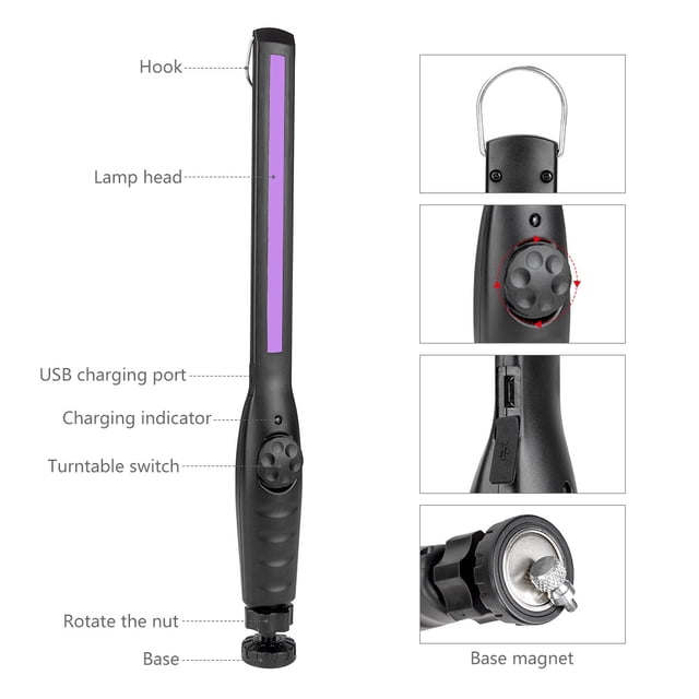 1 pieza de lámpara de revisión violeta UV 30LED, luz de trabajo ultravioleta UVC, antorcha portátil de mano para el hogar Sincero Electrónica