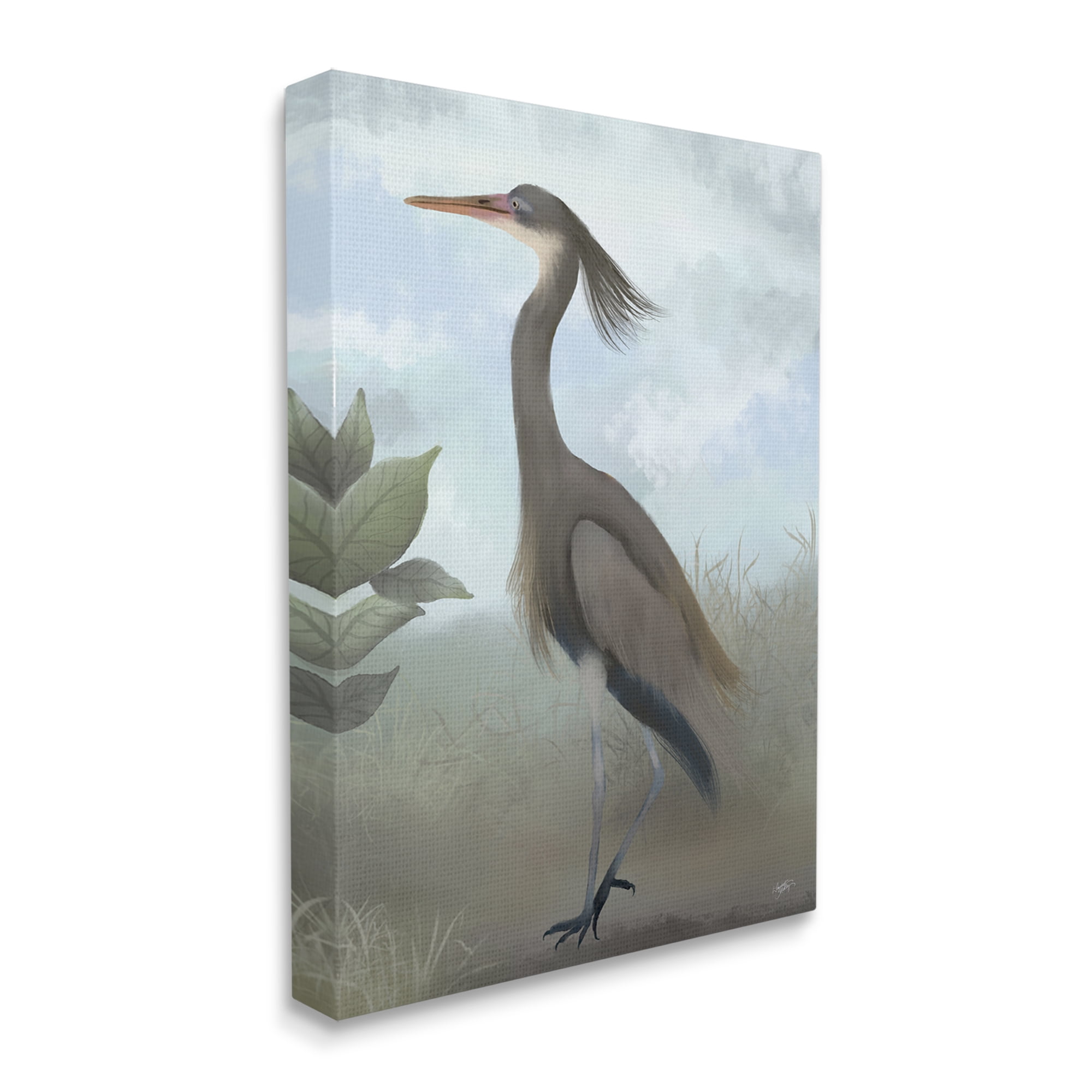 Stupell Industries Grey Heron Painting Animals & Insects Painting Gallery Wrapped Canvas Art Print Wall Art, 16 x 20