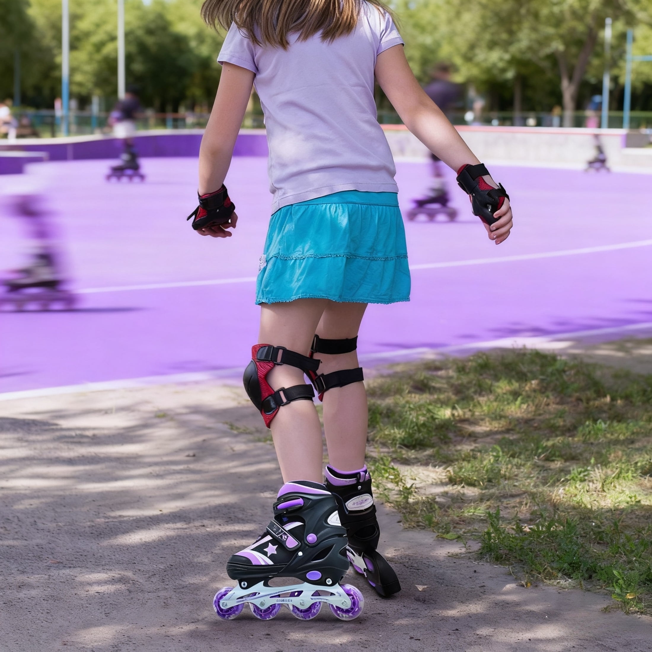 JZY Youth Inline Skates with 8 Glowing Light-Up Wheels,Durable Aluminum Frame for Beginners,For Boys & Girls Ages 5-12,For Indoor and Outdoor Skating