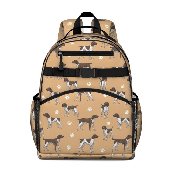 Pointer and Paw Dog Print Cute School Backpack Bag for School with Padded Back and Adjustable Shoulder Straps 15.25"x11.5"x5.25"