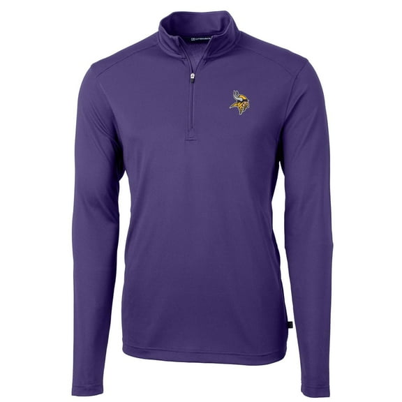 Men's Cutter & Buck Purple Minnesota Vikings Virtue Eco Pique Recycled Quarter-Zip Pullover Jacket