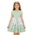 thumbnail image 2 of Girls Sleeveless Bowknot Strap Dress, Embossed Floral A-line Sundress, Casual Summer Party Dress For Kids Light Green 8-9 Years, 2 of 8
