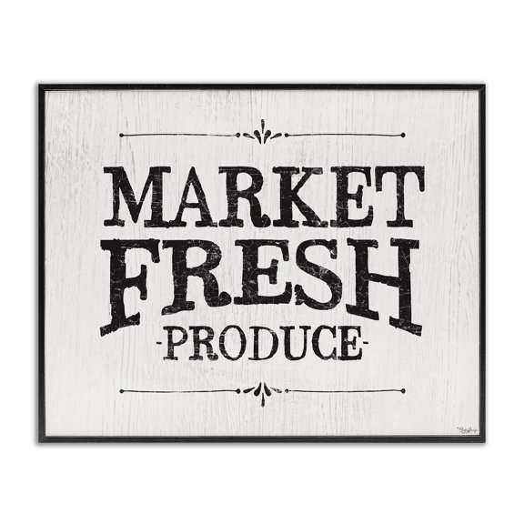 Stupell Industries Farmhouse Market Fresh Produce Farmhouse Black Framed Giclee Art, 14 x 11, by Gigi Louise