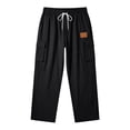 thumbnail image 4 of Mifsaly Linen Cargo Pants Men Summer Wide Leg Lightweight Summer Beach Trousers with Multi Pockets Elastic Waist Drawstring Breathable Cotton Tracksuit Bottoms XL, 4 of 5