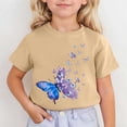 thumbnail image 2 of Pink T Shirt for Kids 5 Size Short Sleeve Shirts Butterfly Cute Tops Cartoon Cute Tops Soft Blouse Painting T Shirt Trendy Shirts #Khaki(10-11 Years), 2 of 4