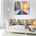 thumbnail image 2 of Designart Bright Sun Break in Winter Forest - Forest Throw Pillow - 16x16, 2 of 4