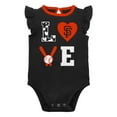 thumbnail image 2 of Newborn & Infant Black/Orange San Francisco Giants Three-Piece Love of Baseball Bib Bodysuit & Booties Set, 2 of 5