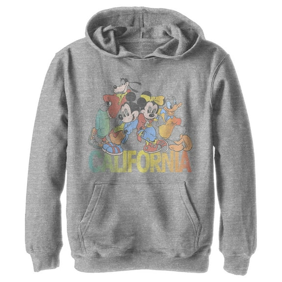 Boy's Mickey & Friends Mickey Mouse California Group  Pull Over Hoodie Athletic Heather Small