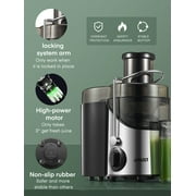 Juicer Machine Easy to Clean, 3 Feed Chute for Whole Fruit and Vegetable, Brush, Silver
