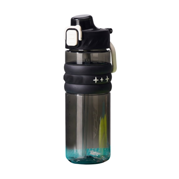 Qholemyo 650ml Large-Capacity Silicone-Plastic Sports Water Tumbler - Lifting Ring Bounce Lid, Shatter-Resistant Outdoor Car Straw Cup