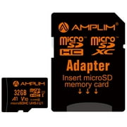 32GB Micro SD Card, Amplim MicroSD Memory Plus Adapter, Extreme High Speed MicroSDHC U1 Class 10 V10 UHS-I TF Nintendo-Switch, GoPro Hero, Surface, Raspberry Pi, Phone Galaxy, Camera Cam, Tablet, PC