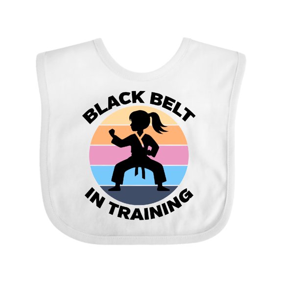 Inktastic Girls Karate Black Belt in Training Girls Baby Bib