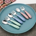 thumbnail image 1 of Stainless Steel Kids Fork and Spoon Set for Early Self Feeding Training with Durable Tableware 6PCS, 1 of 3