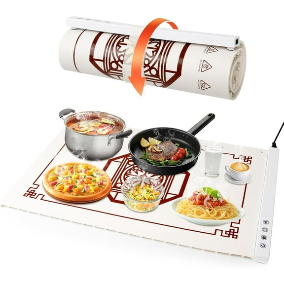 NOYAFA  23"x15.5" Food Warming Mat, Electric Warming Tray with 5 Temperature Adjusting & Time Settings, Rapid Full-Surface Heating, Portable Food Warmer for Parities,Buffet, Home, Daily Use