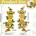 thumbnail image 2 of 2Pcs Gold Embroidered Flower Patches Sew On Rose Bouquet Applique Retro Floral Pair Polyester Ornament for Headpiece Clothing Bag Jeans Pants Wedding Bridal Garments Sewing Embellishments Goldenrod, 2 of 9