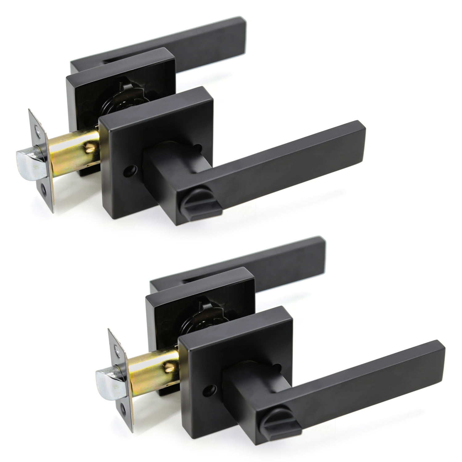 Villar Home Designs Door Lever Crown Black Privacy 2 Pack