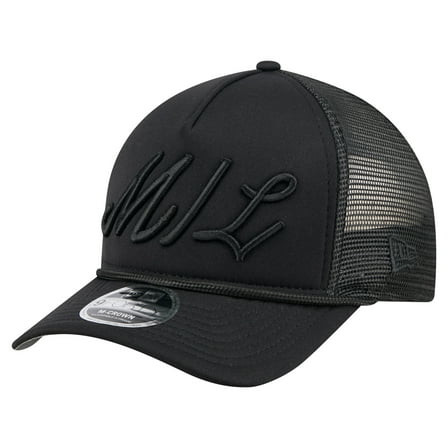 Men's New Era Black Milwaukee Brewers City Initial 9FORTY A-Frame M-Crown Adjustable Trucker Hat