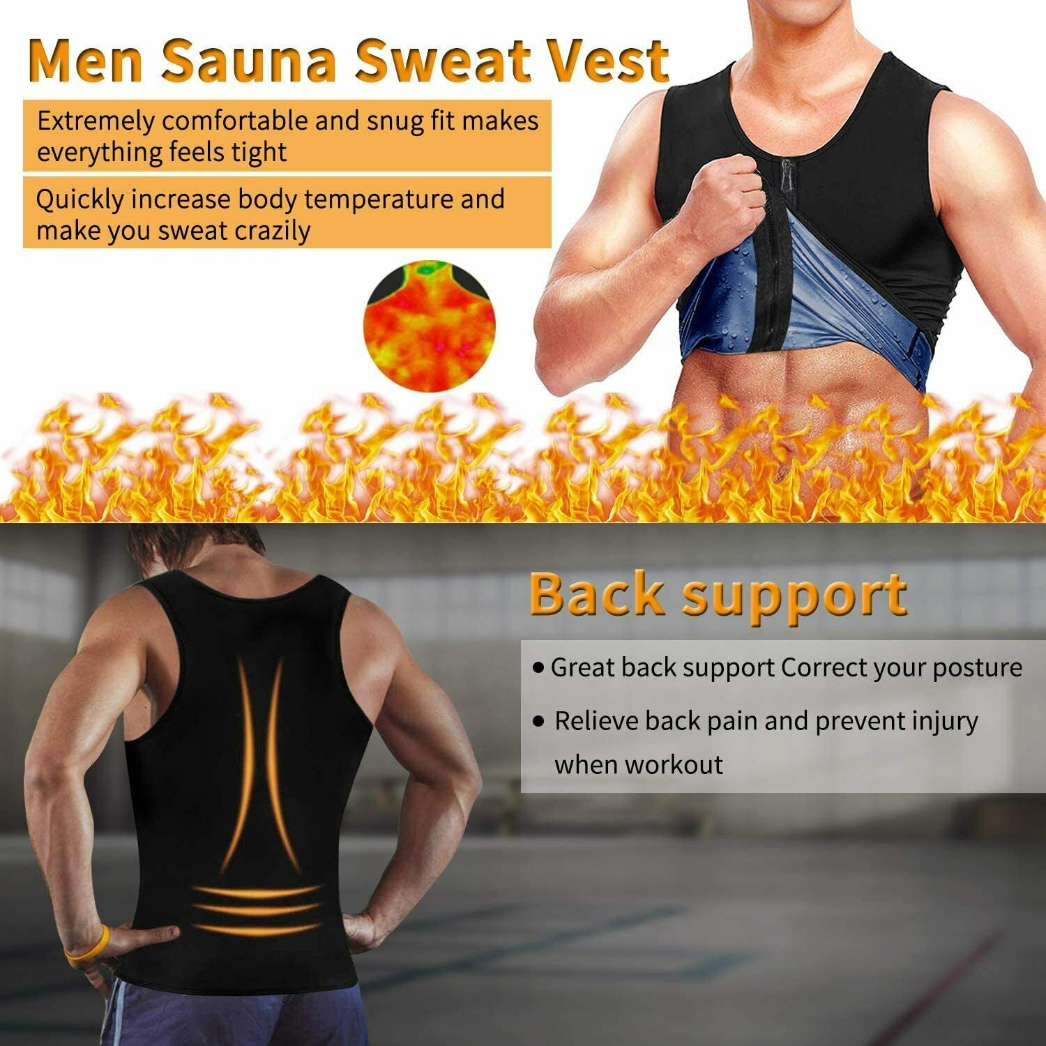 Men's Sauna Heat Trapping Zipper Sweat 