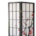 Chunhong Black Japanese 4Panel Screen Room Divider, Plum Blossom