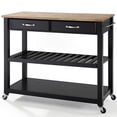 thumbnail image 4 of Crosley 2 Drawer Natural Wood Top Kitchen Cart in Black, 4 of 8