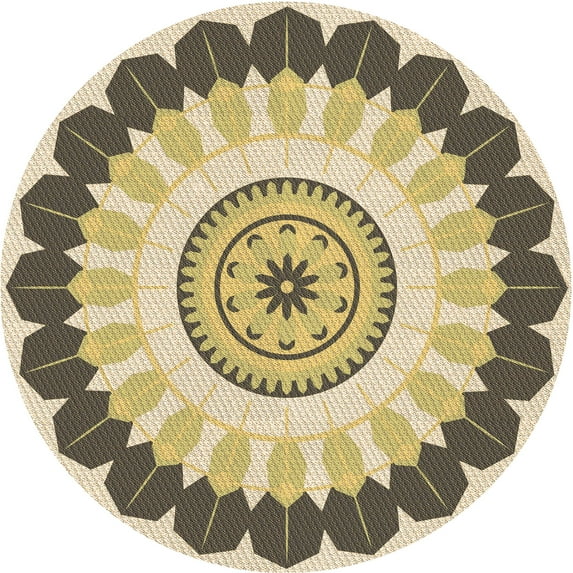 Ahgly Company Machine Washable Indoor Round Transitional Brown Area Rugs, 3' Round