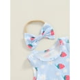 thumbnail image 5 of Qtinghua Infant Toddler Baby Girls Summer Bikini Set Strawberry Flower Print Tank Tops with Shorts and Headband Bathing Suit Blue 12-18 Months, 5 of 9