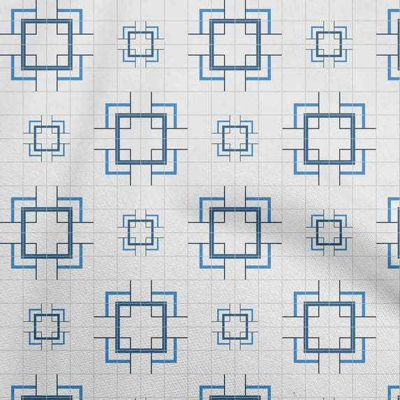 oneOone Viscose Jersey Teal Blue Fabric Geometric Dress Material Fabric Print Fabric By The Yard 60 Inch Wide