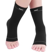 Protle Soft Ankle Brace Compression Support Sleeve (Pair) for Injury Recovery, Pain Relief, Joint Pain, Achilles Tendon, Plantar Fasciitis Foot Socks, Reduce Swelling, Arch SupportBlack,Small