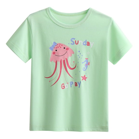 Suilloe Toddler Girls Tshirts Cute Cartoon Octopus Print Round Neck Short Sleeve T Shirt Kids Girls Adorable Stylish Comfortable Summer Top,18 -24 Months