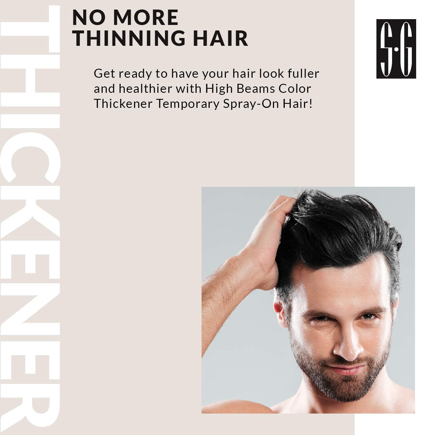 [3 PACK] High Beams Color Thickener Temporary Spray-On Hair [#10 JET BLACK] 2.7 oz. * BEAUTY TALK LA *