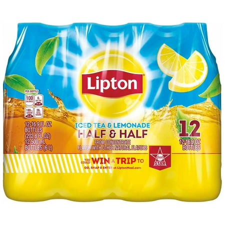 (2 Pack) Lipton Half & Half Iced Tea and Lemonade, 16.9 Fl Oz, 12