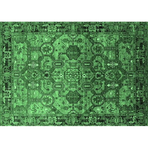 Ahgly Company Indoor Rectangle Oriental Emerald Green Traditional Area Rugs, 4' x 6'