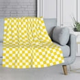 thumbnail image 5 of Blanket with Checkerboard Grid, Yellow Throw Blanket, Funny Mothers Fahers Day Birthday Gifts, Soft Warm Lightweight Micro Checker Flannel Blankets for Chair Car Camping 60X50Inch, 5 of 6