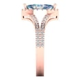 thumbnail image 3 of 1.2ct Marquise Cut Blue Moissanite 18k Pink Rose Gold Engraving Statement Bridal Wedding Halo Designer Ring Size 6.5, 3 of 5
