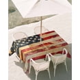 thumbnail image 3 of 60x120 Inch Outdoor Tablecloth with Umbrella Hole Zipper Rectangle Retro American Flag Rectangular Tablecloths Outside Waterproof Vintage Red Strip Star US Flag Patio Table Cover for Picnic Party, 3 of 8