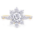 thumbnail image 2 of 1 2/3 ct. t.w 6.5MM Round Cut Lab Created Moissanite Diamond Halo Flower Wedding Engagement Ring In 14K Yellow Gold Over Sterling Silver (G-H Color, VVS1 Clarity, 1.65 Cttw)-8, 2 of 7
