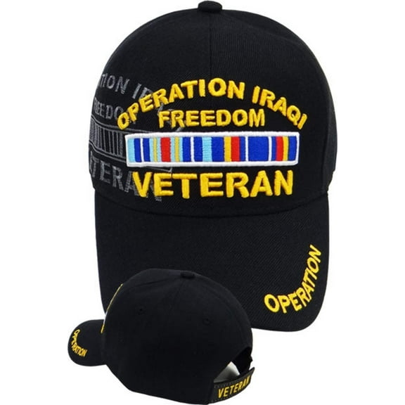 US Military Operation Iraqi Freedom Veteran Ribbon Black Baseball Hat Cap