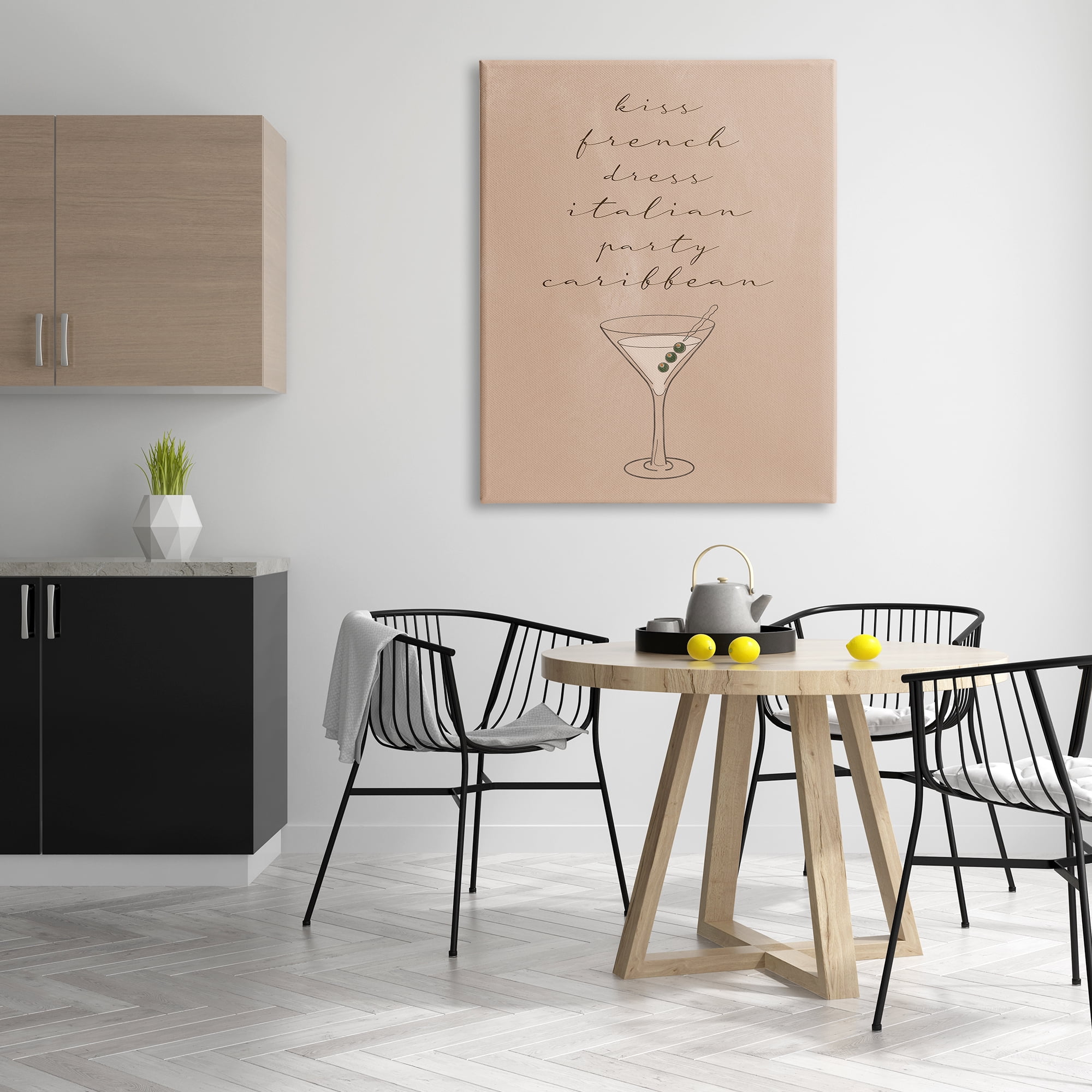 Stupell Indtries Kiss French Dress Italian Party Caribbean Martini Glass,36 x 48,Design by Birch&Ink