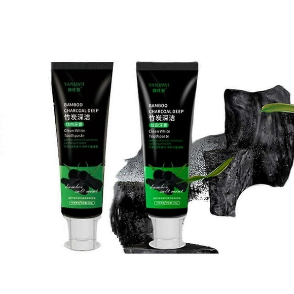 2pcs Bamboo Activated Charcoal Toothpaste Teeth Whitening Fluoride Free100g